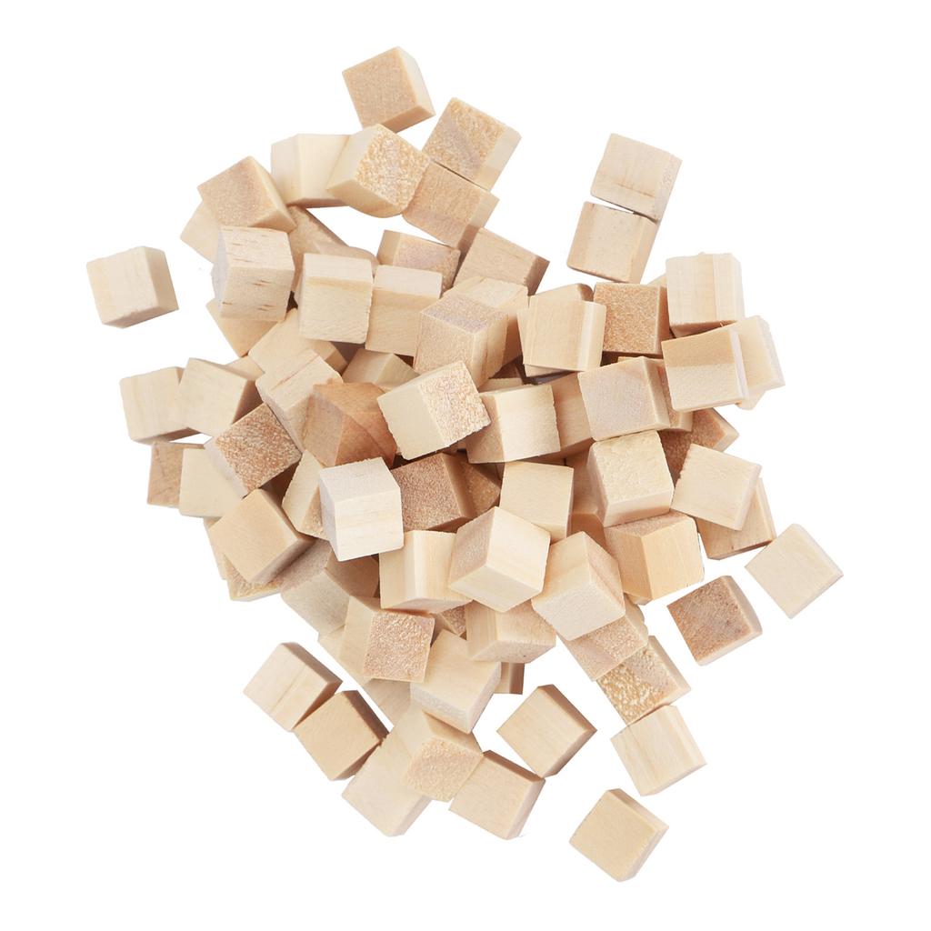 100Pcs Wooden Cubes Pine Square Blank Blocks for DIY Craft Early Childhood Puzzle Toy 10mm
