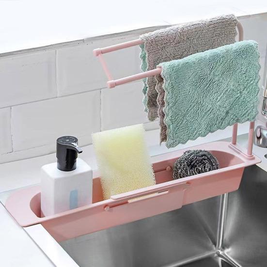 Полка для хранения раковины Вешалка для полотенец Расширяемая Телескопическая конструкция Вентиляция Дренаж Простая установка Многофункциональный