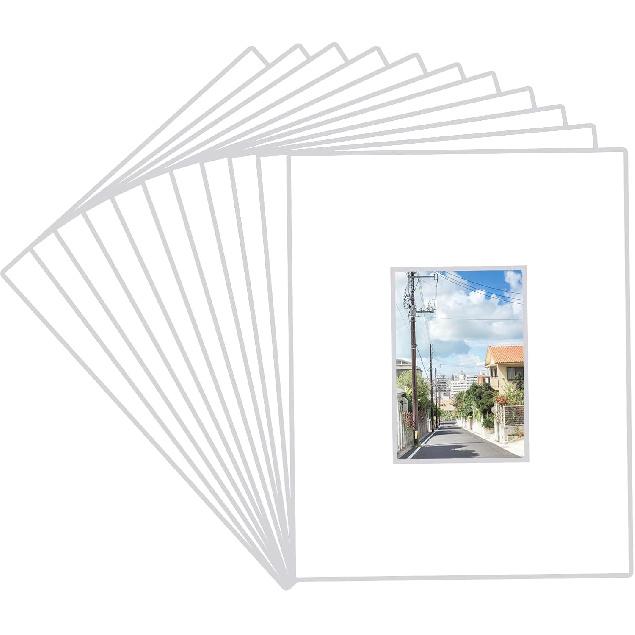 Prudiut 15 шт. Белые паспарту для фотографий 20x25 см, Паспарту для фоторамок 13x18 см, Основа паспарту с косым срезом, Набор для демонстрации фотографий, принтов, произведений искусства