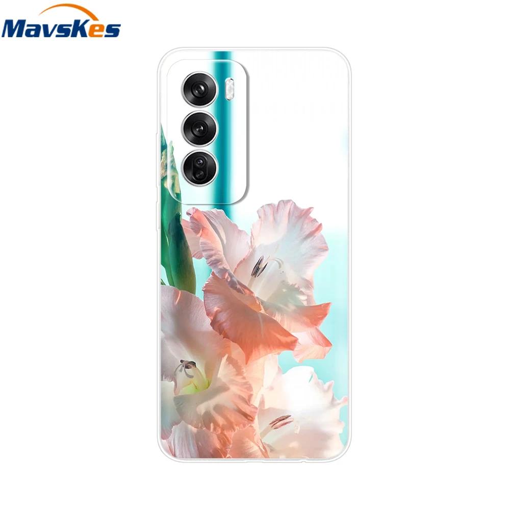 Чехол для OPPO Reno 12 Pro 5G Модный Цветочный Силиконовый Чехол для Телефона Для OPPO Reno 12 Чехол Reno12 Pro Бампер 2024 Мягкий Черный ТПУ Fundas