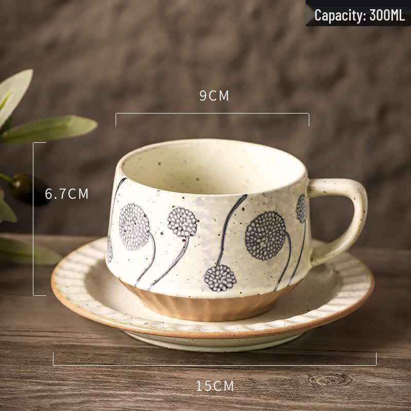 Rustic Ceramic Coffee Cup & Saucer Set