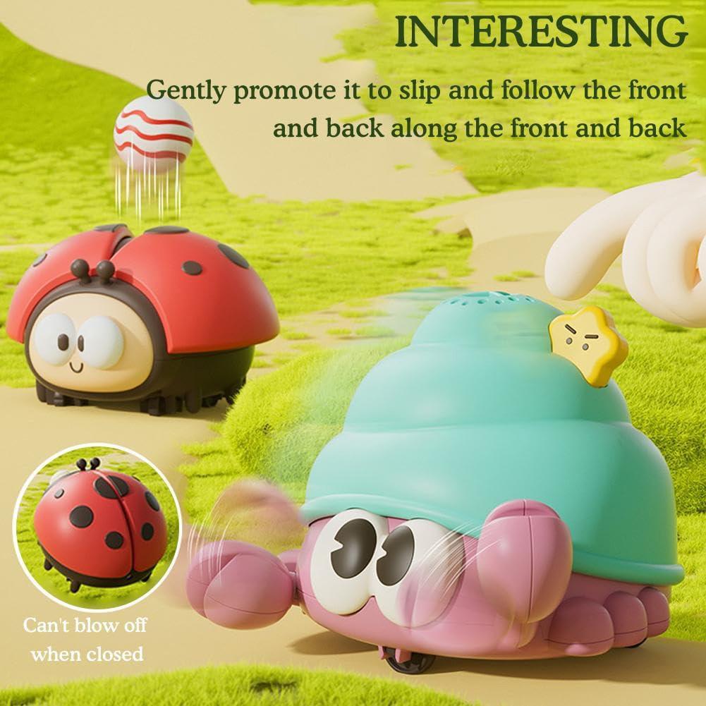 Божья коровка/рак-отшельник, милая игрушка-надуватель с 2 мячами, забавная игрушка для ползания, сенсорные игрушки, игровая машина для надувания мячей, подарок на день рождения
