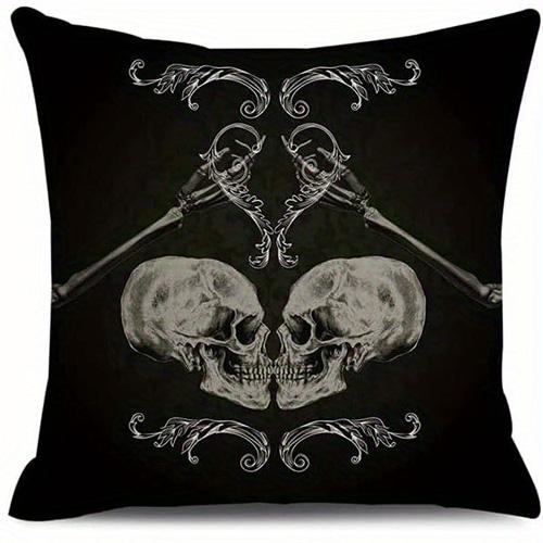 Home Decor Gothic Patterns: Raven, Skulls & Blood Splashes Pattern Cushion Cover Suitable for Sofa Bedroom Car Pillow Cover