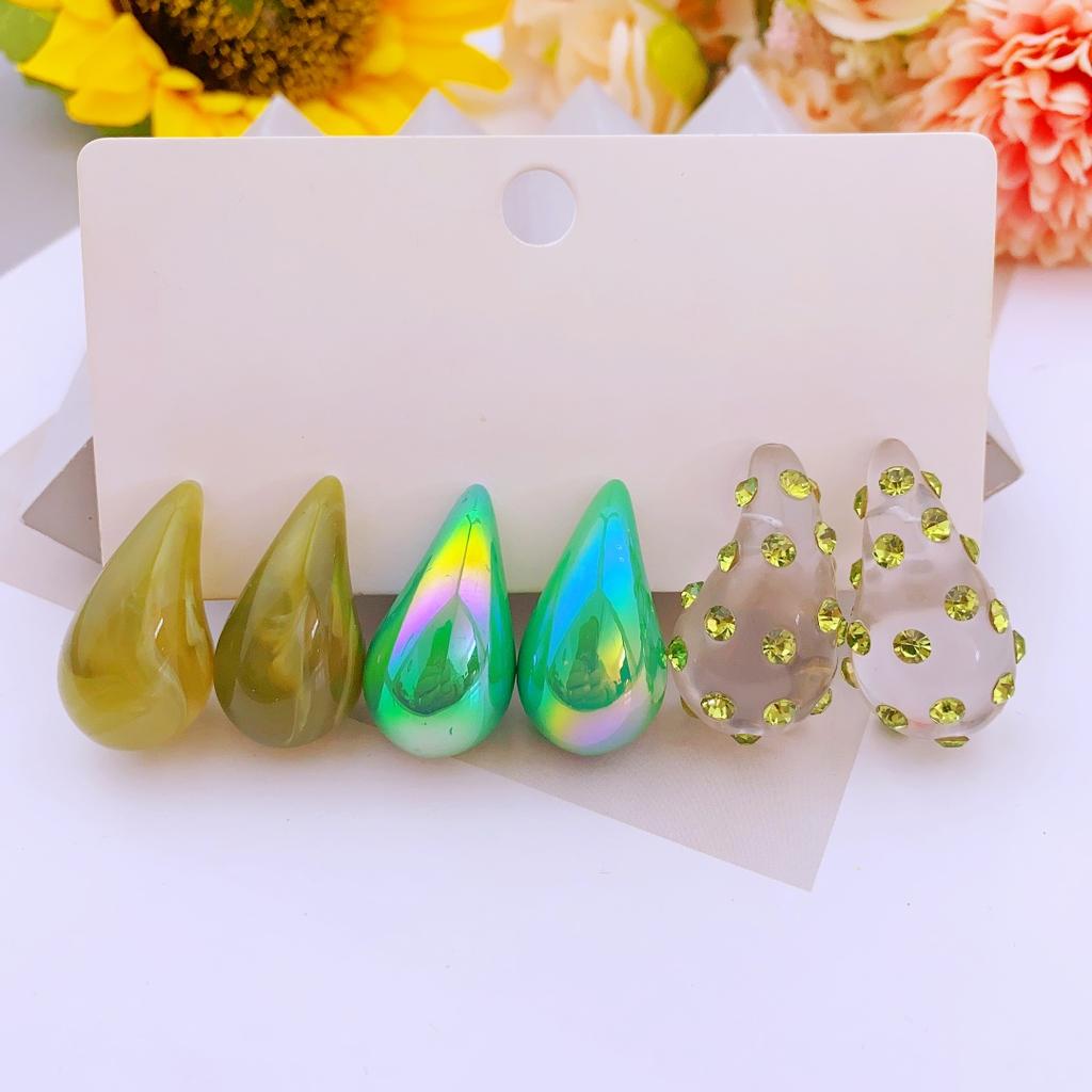 3 Pairs of Vintage-style Acrylic Drop Earrings for Women's Daily and Party Wear