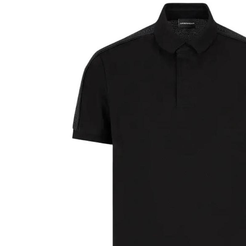 Emporio Armani Однотонная рубашка-поло с отложным воротником Мужские топы Черный 3D1FM3-1JCYZ-0999