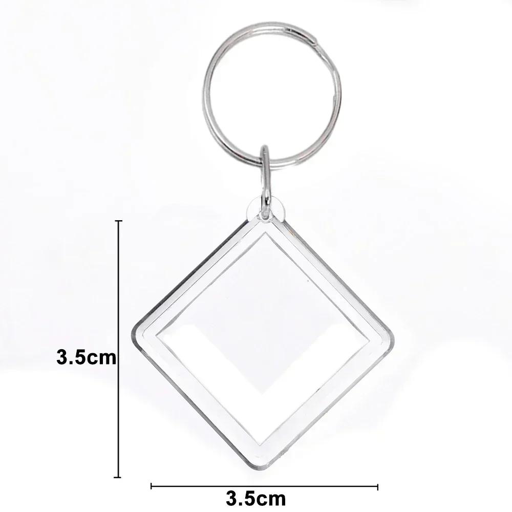 5-100PCS Clear Acrylic Photo Frame Keychain Photo Insert Keyrings Blank Rectangle for Double-Sided Photos DIY Supplies