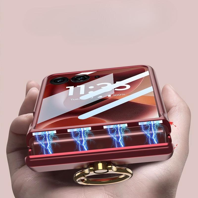 Чехол для мобильного телефона Razr60Ultra с держателем-кольцом Чехол для складного экрана Razr60Ultra Магнитный однотонный