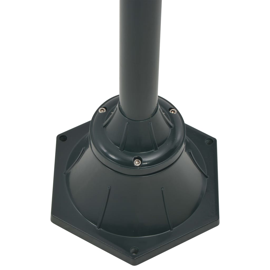 Garden Bollard Light with E27 Socket 220 cm Aluminum Dual Lantern Dark Green