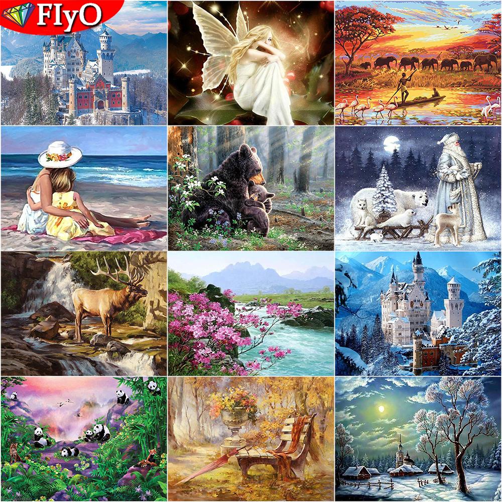 5D полная квадратная алмазная живопись пляжная Мать и дочка ремесленная Алмазная вышивка фигурка ангела эльфа животное Алмазная мозаика домашний декор