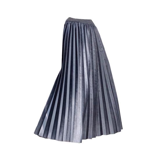 Women Midi Skirt Elastic High Waist Solid Color Loose Fit Long Skirt