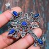Cross Lapis Lazuli Gemstone Handmade 925 Sterling Silver Pendant Jewelry For Thanksgiving