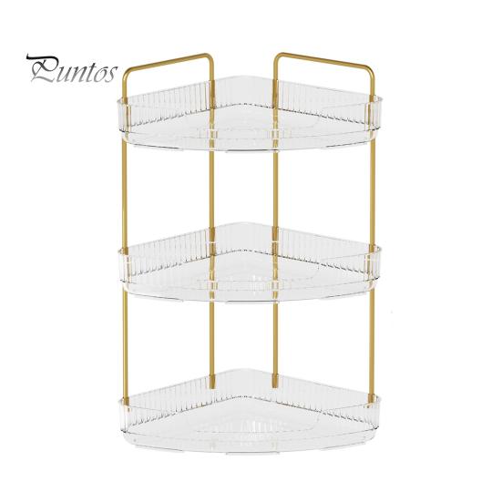 Угловой органайзер для ванной комнаты, стойка для хранения, простая сборка, большая вместимость, 3-уровневый органайзер для духов в ванной, держатель для косметики на столешнице