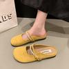 Slippers Women's New Soft-soled Grandma Shoes In the Summer of 2025, Pearl Bow, Small Fragrant Style, Outer Wear, Bag Head Sandals Women