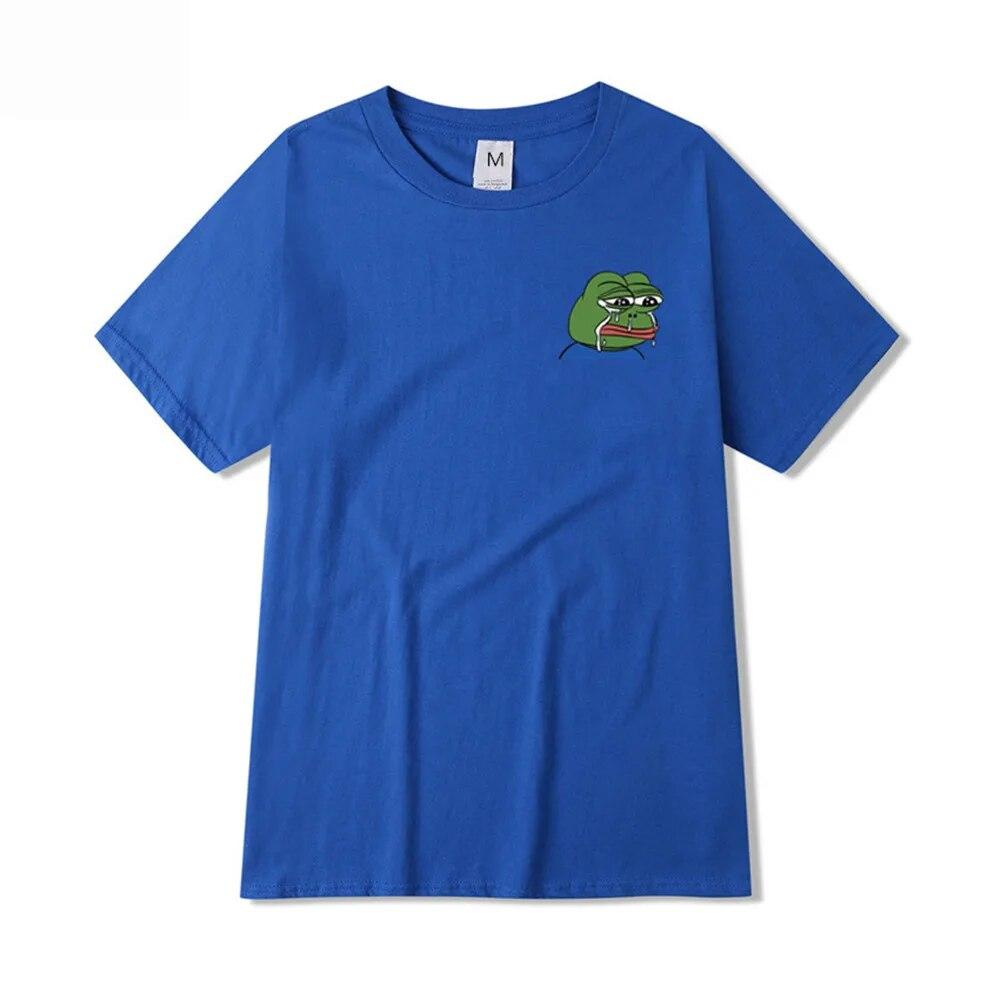 Летняя футболка унисекс Sad Frog Unisex Clothing Печатные забавные футболки Повседневные топы с короткими рукавами Хлопковая футболка для унисекс Свободная футболка