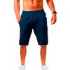 Casual Men Shorts with Adjustable Drawstring Solid Color Soft Breathable Elastic Waist Loose Fit Shorts with 2 Side Pockets