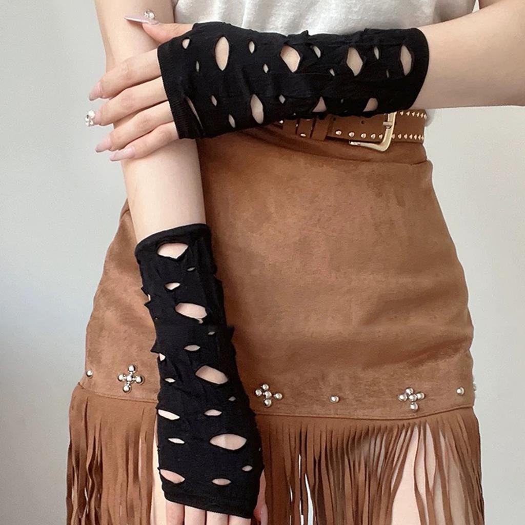 Новые черные готические перчатки без пальцев с вырезами для женщин, мужчин, унисекс, панк, нарукавники, митенки для косплея, Хэллоуина