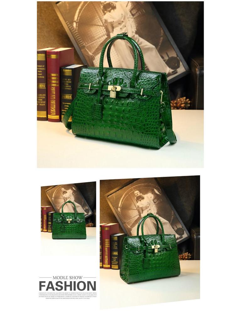 Европейская и американская платиновая сумочка с узором крокодила 2025 года – большая, стильная, прочная кожаная сумка для женщин