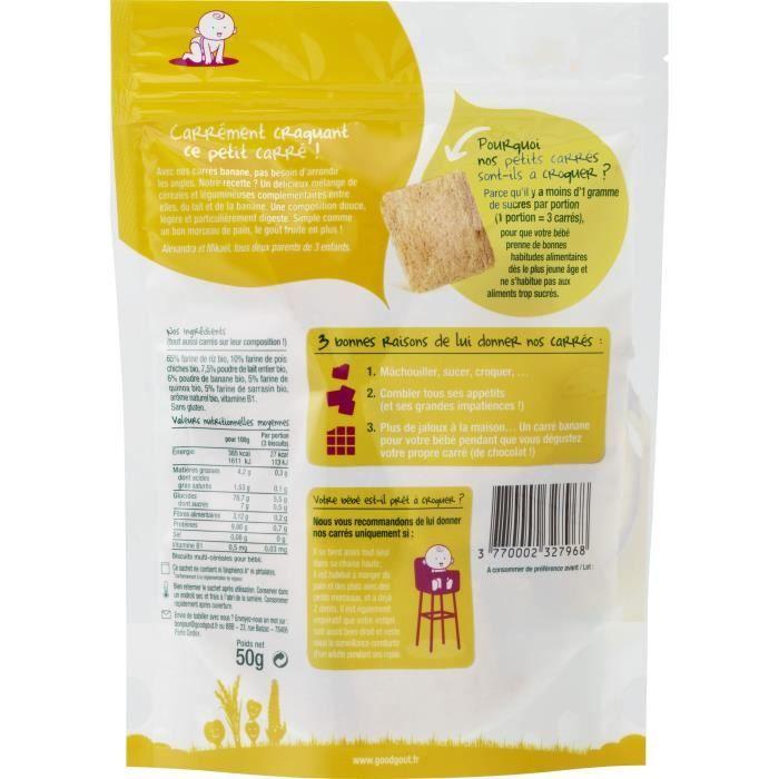 Good Goût Biscuits Carrés Banane +8m Bio 50g