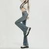 2024 Women's High Waist Flared Jeans - Elastic, Raw Edge, Slim Fit for Spring & Autumn