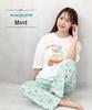 SAZAC Hangyodon Cotton Pajama Short Long and Top X Women's Set, Sleeves, Pants, T-Shirt, (White Mint/Medium/SAN1808)