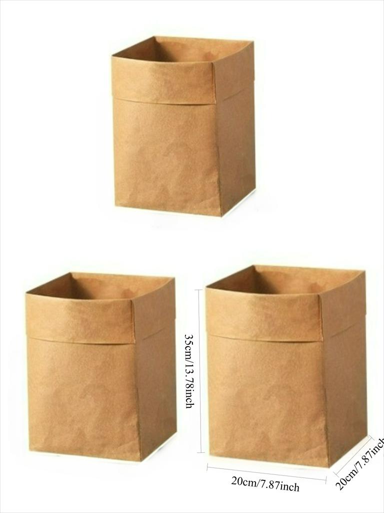 1/4pcs Kraft Paper Bag Reusable Grocery Bags For Fruits Washable Paper Storage Bags Vegetable Plants Flowers Bread Packing