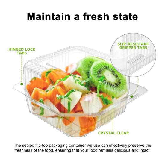 100 шт. Коробки для упаковки тортов 5,3 дюйма, прозрачный пищевой контейнер с крышками, утолщенные одноразовые коробки-ракушки для сэндвичей, десертов, гамбургеров, салатов