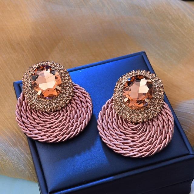 Ztech New Pink Series Crystal Beads Tassel Earrings for Women Girls Elegant Cute/Romantic Korean Style Statement Jewelry Brincos