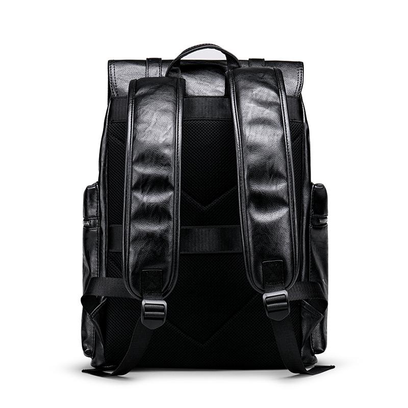 Large Capacity Leather PU Men's Backpack Expandable Backpack USB Charger Travel Computer Laptop Students Fashion