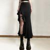 Spring Summer Casual Young Girl  Black Cross Simple Sexy Cool Breathable Soft Women's Split Short Skirt