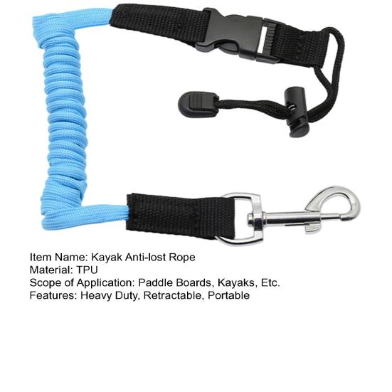 Страховка для весла каяка, прочная, выдвижная, спиральная, ремешок-шнурок, страховочный ремень, веревка от потери, для каякинга, лодочного спорта, каноэ, аксессуары для сапборда