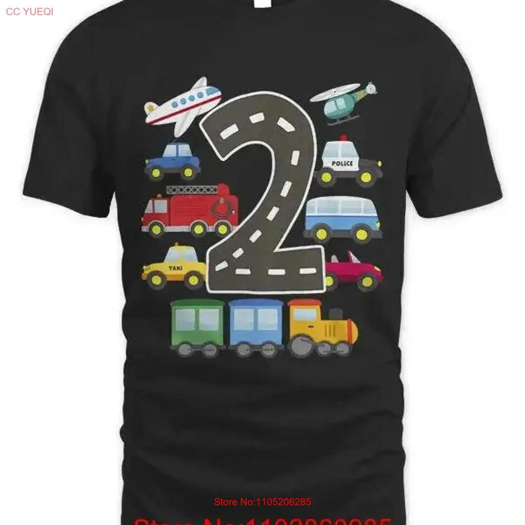 2 Year Old Transportation Birthday Car Train Plane 2nd T Shirt Vintage Slightly Fashion Top For Everyday Wear