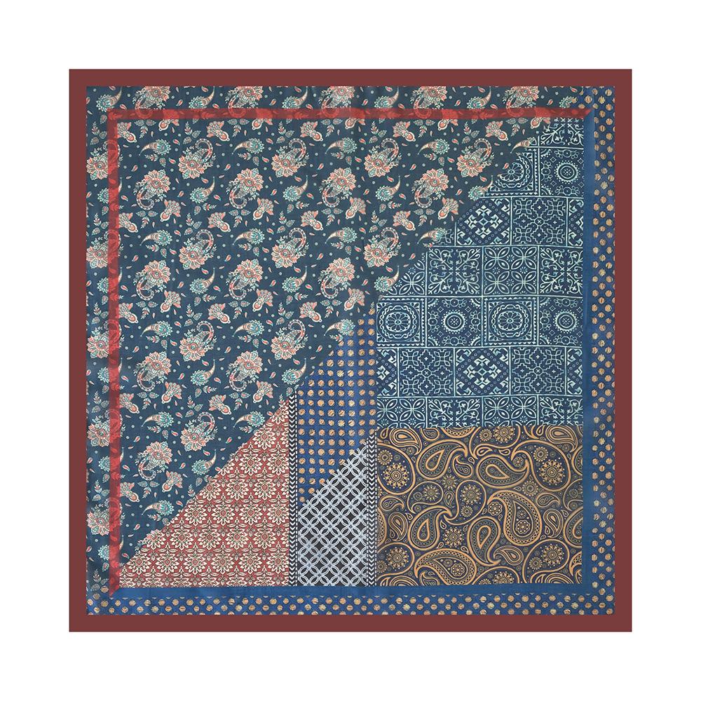 Oil Painting Retro Literary Silk Scarf Cotton Square Scarf Versatile Cashew Nut Silk Scarf 70 Square Scarf Elegant Decorative Waist Seal Belt Scarf