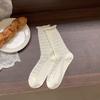 Женские летние тонкие полосатые белые кружевные полые сетчатые носки-гольфы из хлопка
