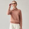 Zhaojun Women's 100% Cashmere Striped Crew Neck Sweater