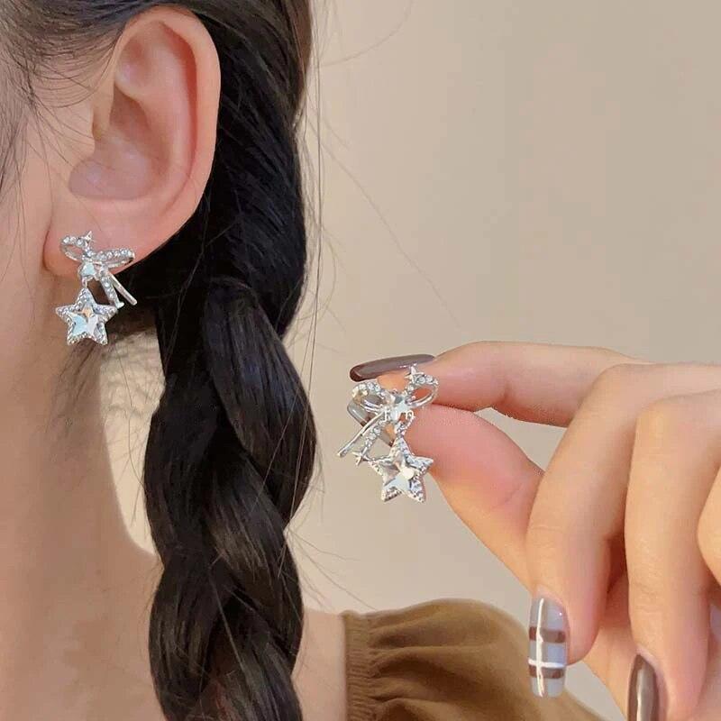 Новые модные серьги с микро-инкрустацией из циркона и бантом и звездой для женских ювелирных изделий
