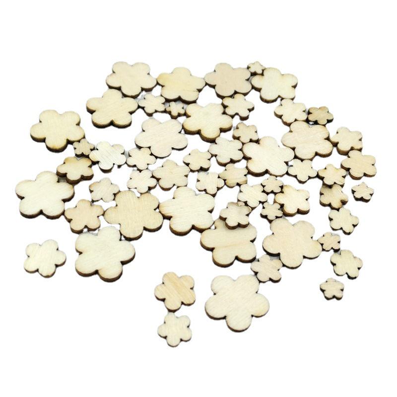 Plum Blossom Wood Slices (Size 5) - DIY Decor, 50/100 pcs/pk, Handmade