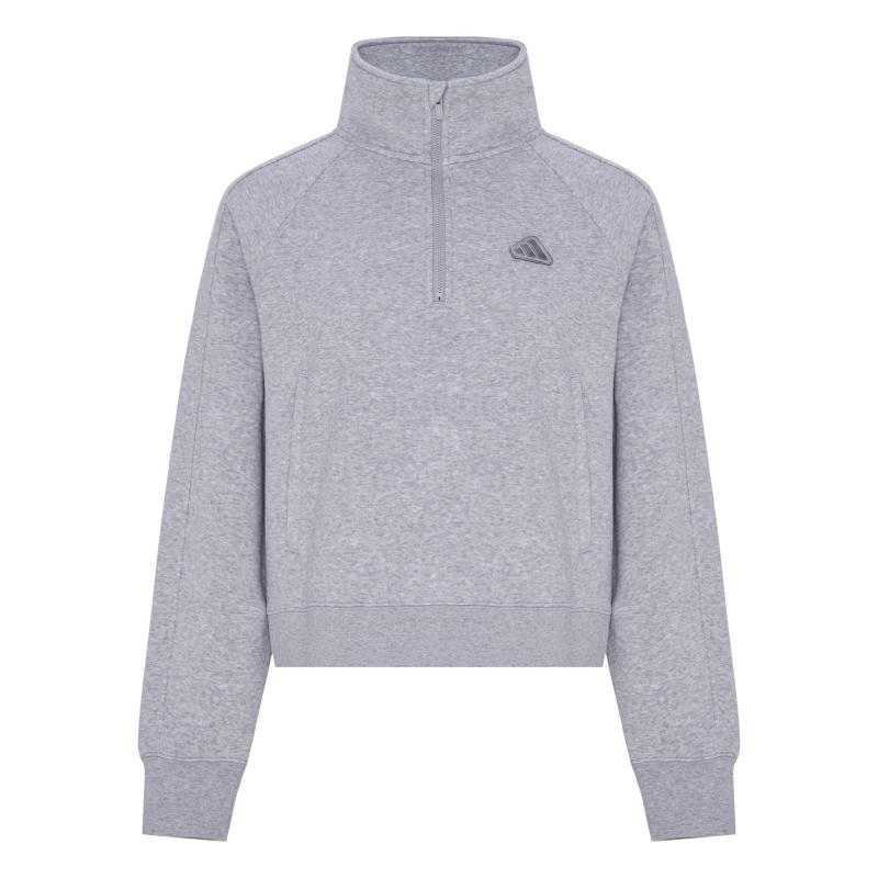 adidas Женский oversized пуловер с полумолнией и флисовой подкладкой