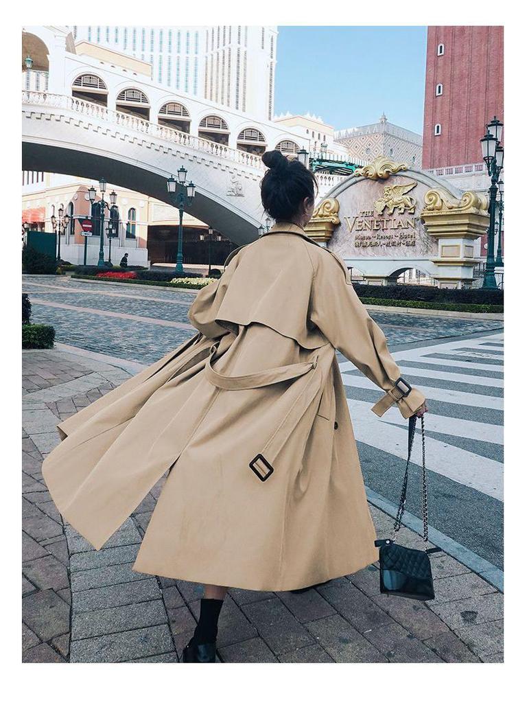 Женский тренч средней длины для миниатюрных фигур в корейском стиле, осень/зима 2025