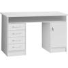 Straight Desk with Keys with 1 Door and 4 Drawers - White Paper Decor - 126 X D 55 X H 76 Cm - ALICANTE
