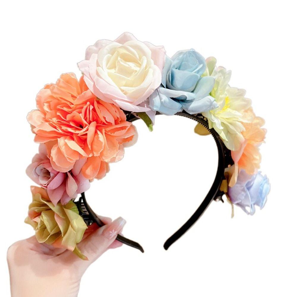 Colorful Children Flower Headband Hair Hoop Bridal Crown Hair Accessories Floral Garland Women