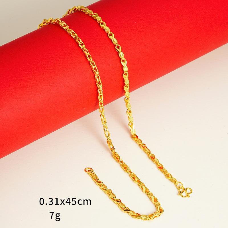 Ювелирные изделия из золотого песка для женщин, долговечная стойкость цвета, высококачественные аксессуары для ключичной цепи Niche, имитация золотой цепи