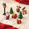 Creative Christmas Gift Box Fillers 3 Pcs Miniature Figurines, Mini Resin Santa Tree Elk Fairy Garden Accessories Figures for Micro Landscape, Garden,