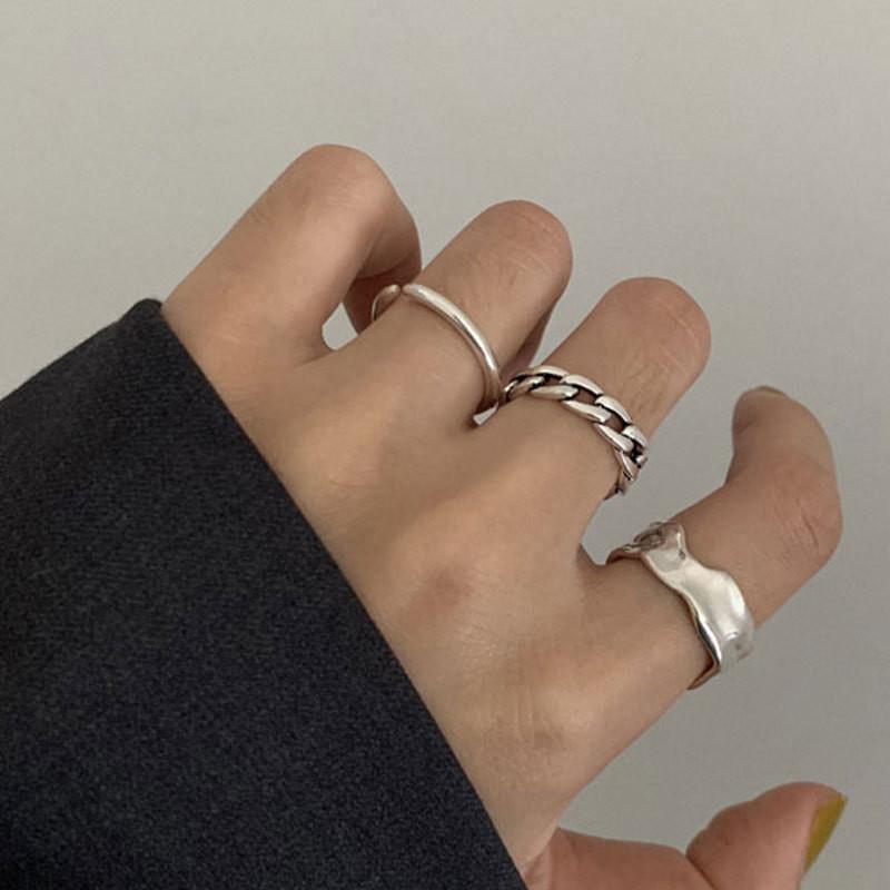 Красивое кольцо в корейском стиле с улыбающимся лицом для женщин в винтажном серебряном дизайне неправильной формы