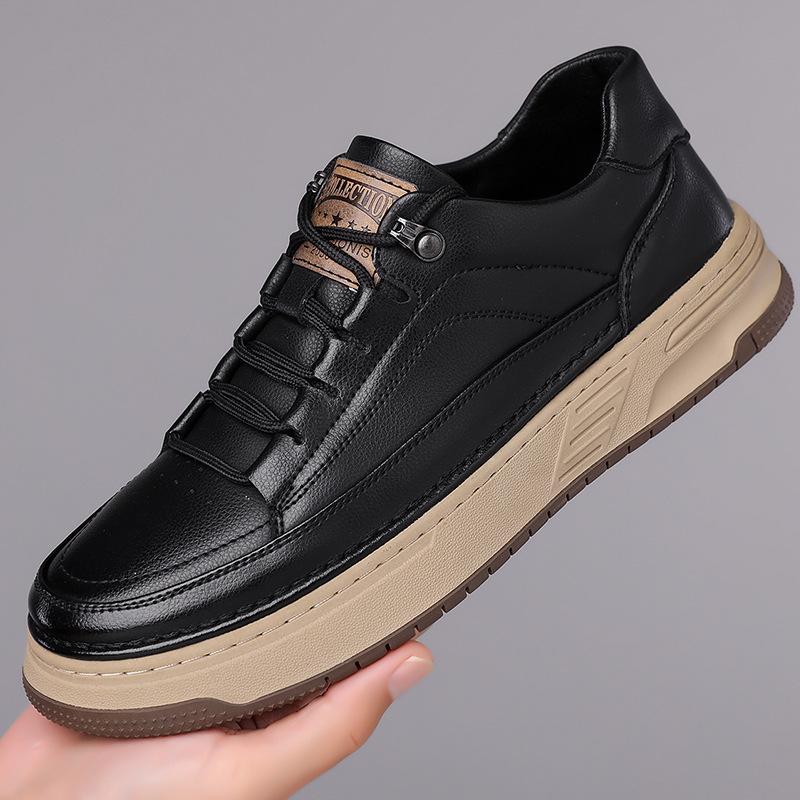 Fashion Autumn Platform Casual Sneakers for Men Fashion Cow Leather Soft-soled Men's Board Shoes Designer Sports Zapatos Para Hombre
