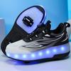 Children's Two-wheel Dual-purpose LED Rechargeable Luminous Roller Skates Double Row Heely Shoes Roller Skates