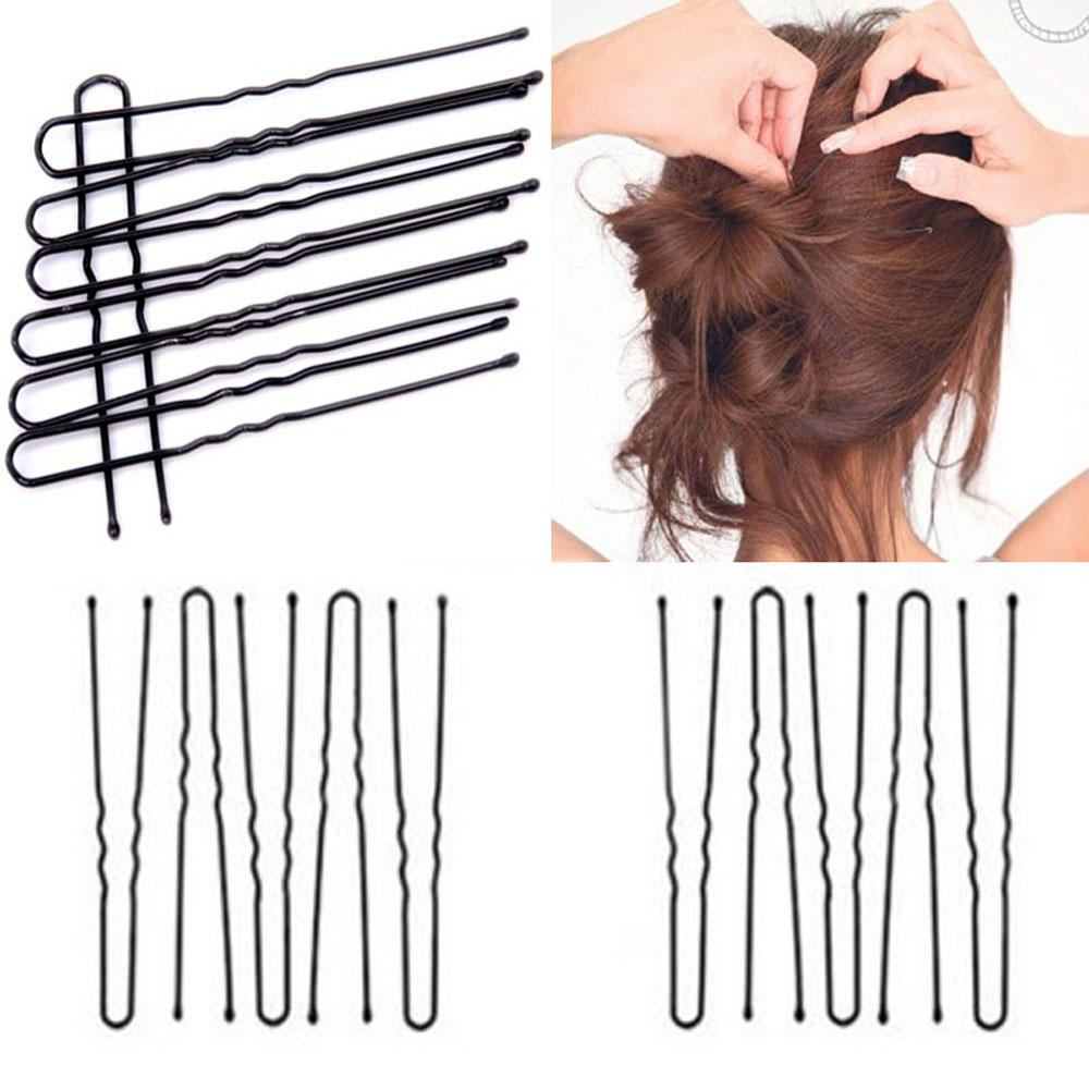 50PCS Black Gifts Headwear Barrette Hairclips Waved Hair Pins U-shaped