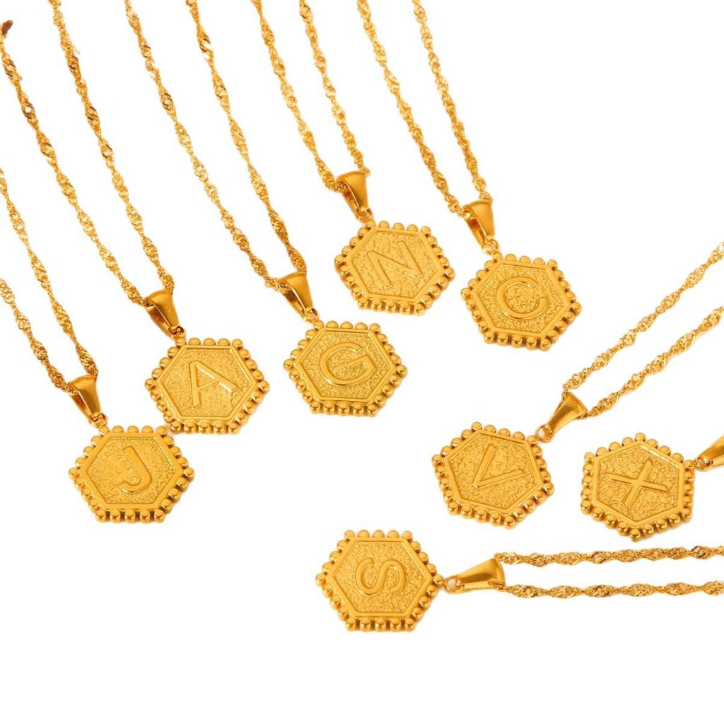 Ожерелье из нержавеющей стали с гальваническим золотым покрытием, 26 букв - Модный кулон-инициал для цепочек для свитера