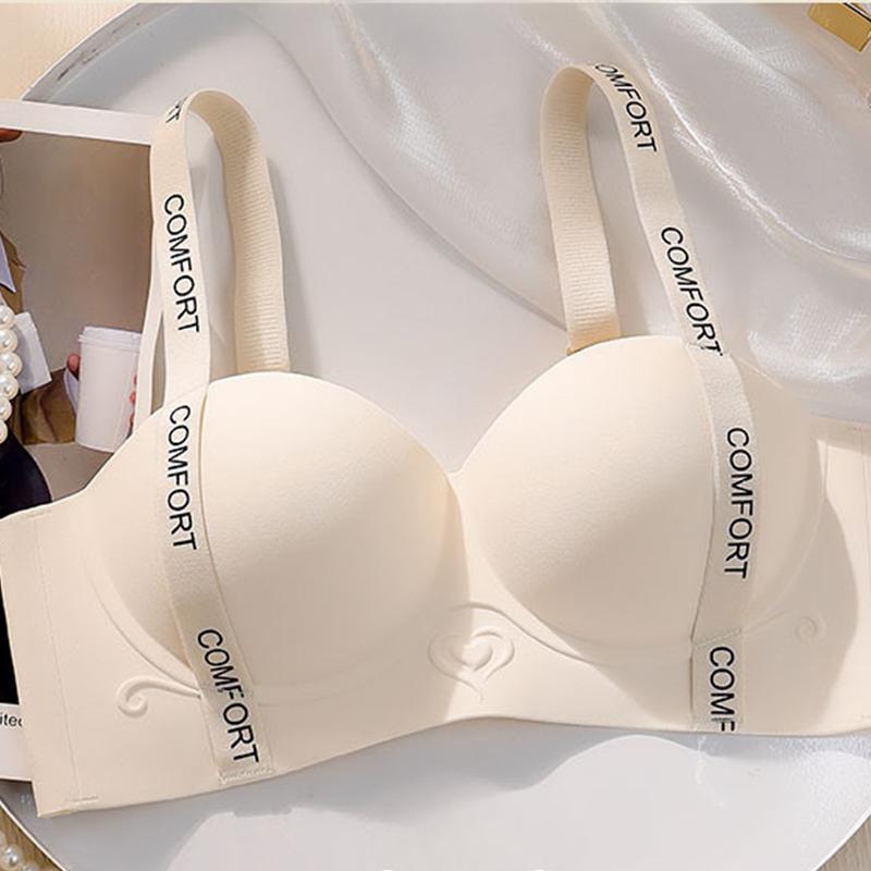 Бесшовный бюстгальтер с буквенным принтом, без стальных колец, женский удобный бюстгальтер со сборками, сексуальное регулируемое нижнее белье