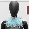 Peacock Feather Scarf Handmade Gothic Cape with Adjustable Lace Tie Gradient Color Feather