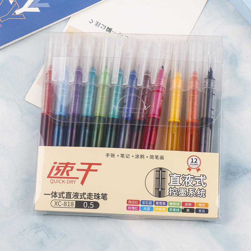 Прямая жидкая быстросохнущая ручка-роллер нейтральная ручка карбоновая ручка для воды ручная книга цвет 12 цветов 0,5 мм ручка большая емкость